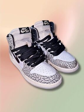 Air Jordan 1 High OG White Cement Elephant Print GS 5.5Y Women’s 7 FD1437-052